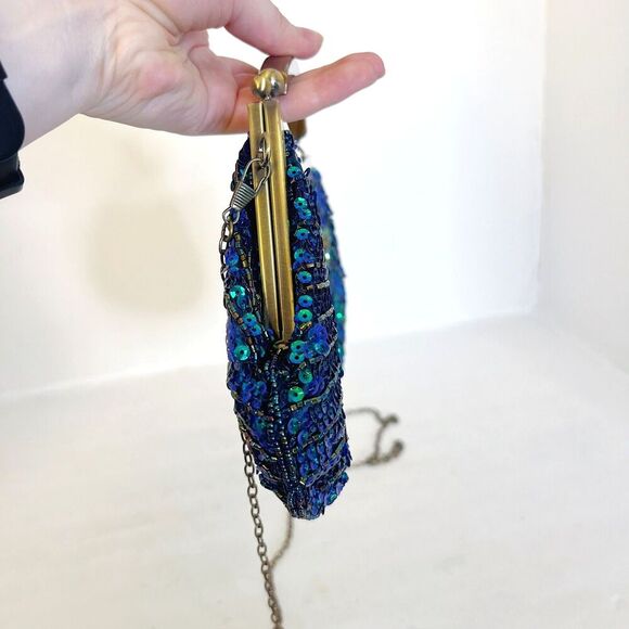 Vintage Style Peacock Beaded Evening Bag Clutch - Picture 2 of 7